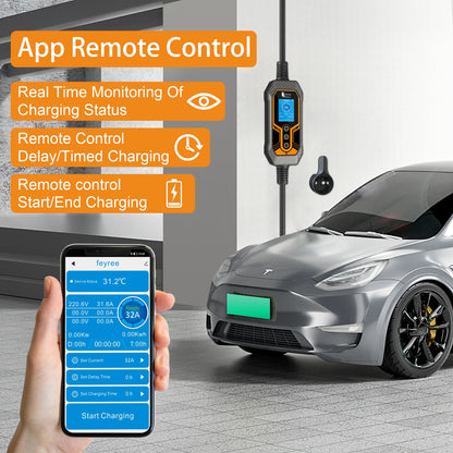 feyree EV Charger Wallbox TS-NACS Socket 32A 7KW 1Phase APP Control EVSE Portable Charging Box for Tesla Cars Models 3/Y/S/X