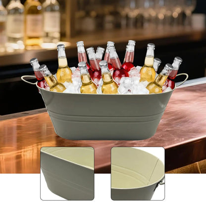 Galvanized Steel Metal Oval Tub Beer Champagne Cocktail Cooler Galvanized Bucket for Home Parties Home Swim Pool Party