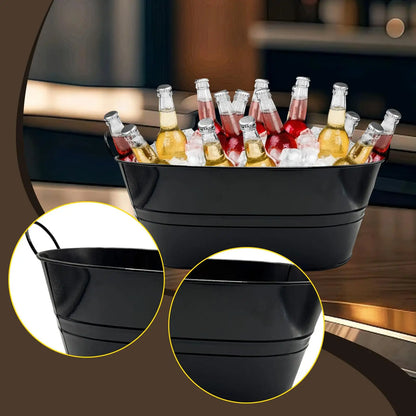 Galvanized Steel Metal Oval Tub Beer Champagne Cocktail Cooler Galvanized Bucket for Home Parties Home Swim Pool Party