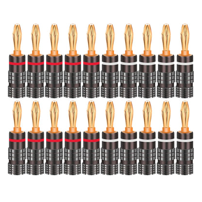 20pcs/10pairs BANANA PLUGS 24K Gold-plated 4MM Banana Connector with Screw Lock For Audio Jack Speaker Plugs Black&Red