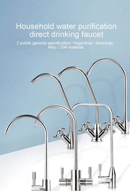 304 Stainless Steel Kitchen Water Faucet Chrome Plated 1/4 Inch Connect Reverse Osmosis Faucet For Drinking Water Purifier