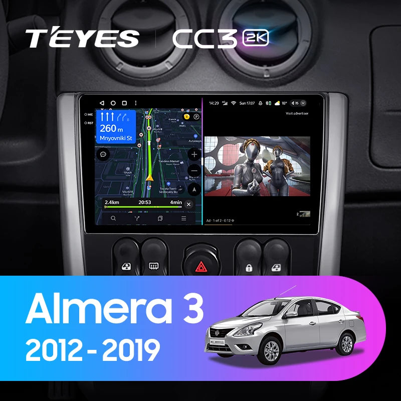 TEYES CC3 2K for Nissan Almera 3 G15 2012 - 2019 Car Radio Multimedia Video Player Navigation Stereo GPS Android 10 No 2din