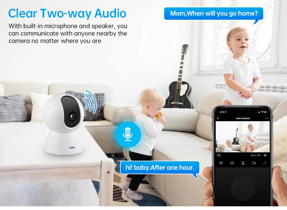 KERUI Mini Indoor Wireless 5MP WiFi IP Camera Home Security CCTV Surveillance Camera With Tuya Smart Auto Tracking Onvif
