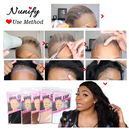 Nunify Nude Stocking Wig Cap Mesh Net Bald Cap For Install Wigs 2Pcs/Pack Free Size Strechy Stocking Cap Breathable Hairnet