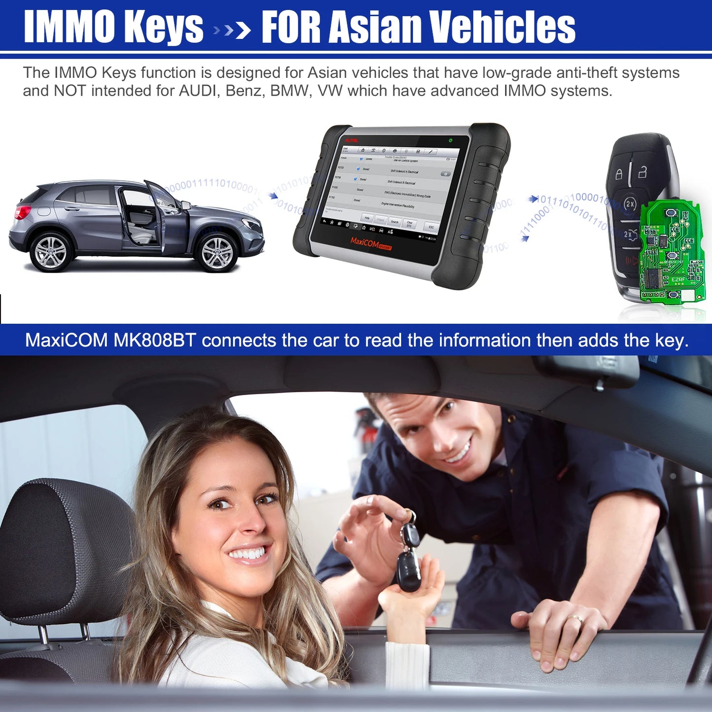 Autel MaxiCOM MK808BT PRO Car Automotivo Diagnostic Tools Bluetooth OBD2 Scanner Code Reader Diagnosis Tool PK MK808KBT MK808S