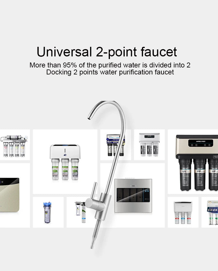 304 Stainless Steel Kitchen Water Faucet Chrome Plated 1/4 Inch Connect Reverse Osmosis Faucet For Drinking Water Purifier