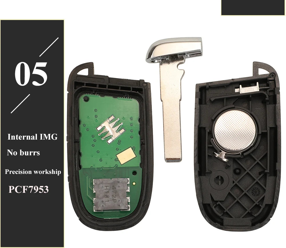 jingyuqin Aftermarket Smart Remote Key 433mhz 4A Keyless for Jeep Renegade Compass C-CUV Trailhawk SIP22 M3N-40821302 68250335AB