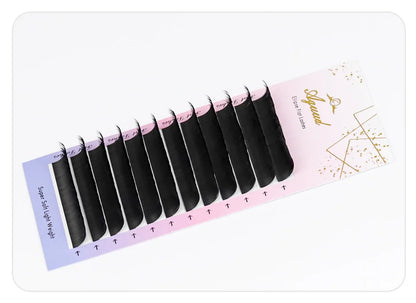 AGUUD Matte Dark Black Ellipse Flat Lashes 0.15 0.20 B C CC D DD Double Split Tip Individual Flat False Eyelashes Makeup Cilia