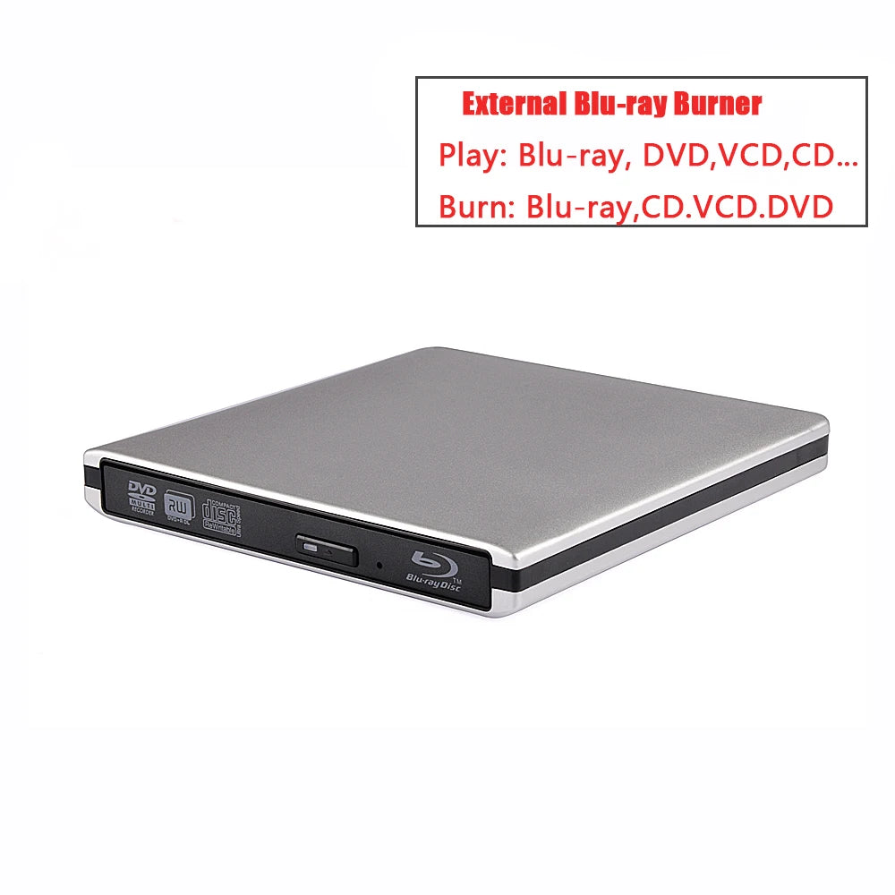 External USB3.0 Bluray Burner Writer Optical BD-RE Recorder 3D BD-ROM Blu-Ray Reader Bluray Play DVD Recorder for Laptop/Desktop