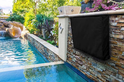 Outdoor Tv Protective Cover Weatherproof With Bottom Cover, Suitable For 30-32 Inch Tv, With Remote Control Pocket