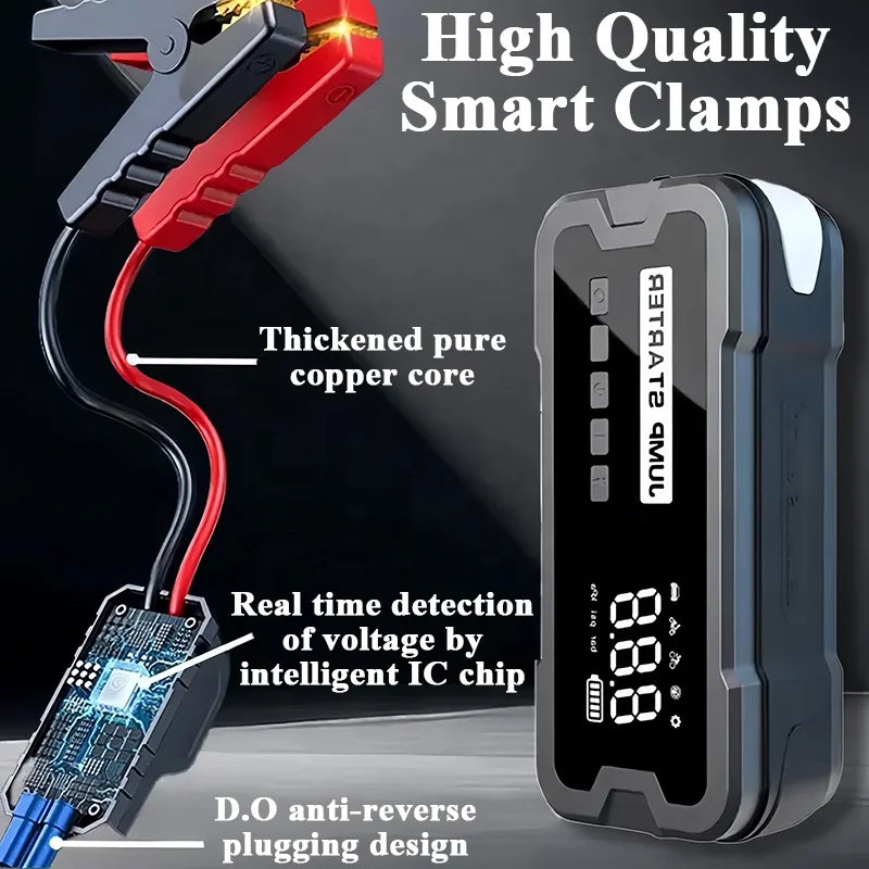MultiFunction 4 in 1 Car Jump Starter with Air Compressor 150PSI Wireless Emergency Power Supply Battery Booster with Power Bank