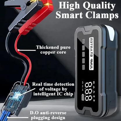 MultiFunction 4 in 1 Car Jump Starter with Air Compressor 150PSI Wireless Emergency Power Supply Battery Booster with Power Bank