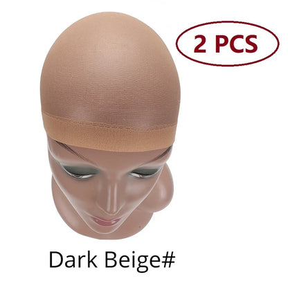 Nunify Nude Stocking Wig Cap Mesh Net Bald Cap For Install Wigs 2Pcs/Pack Free Size Strechy Stocking Cap Breathable Hairnet