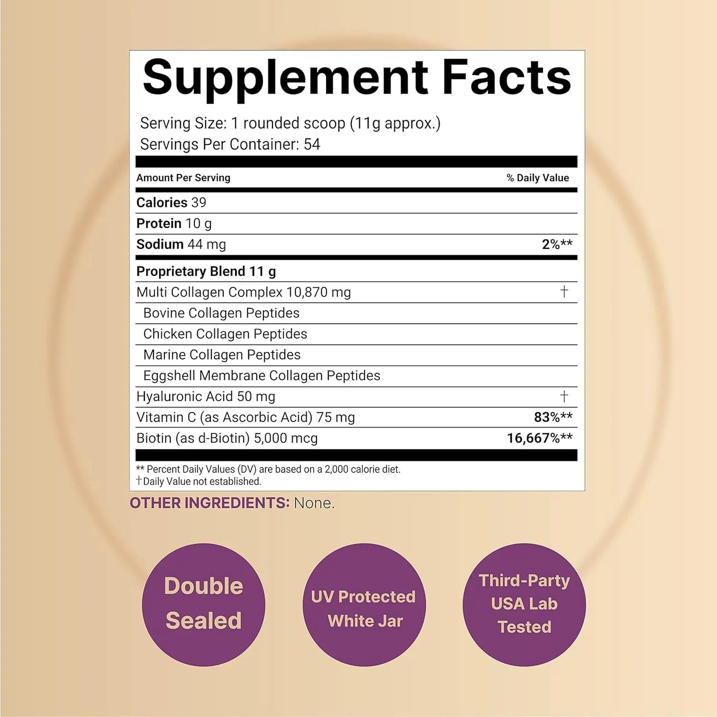 High Potency Collagen Peptides Powder Hyaluronic Acid Vitamin C Private Label Skin Hair Nail Health Boost