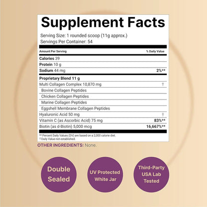 High Potency Collagen Peptides Powder Hyaluronic Acid Vitamin C Private Label Skin Hair Nail Health Boost