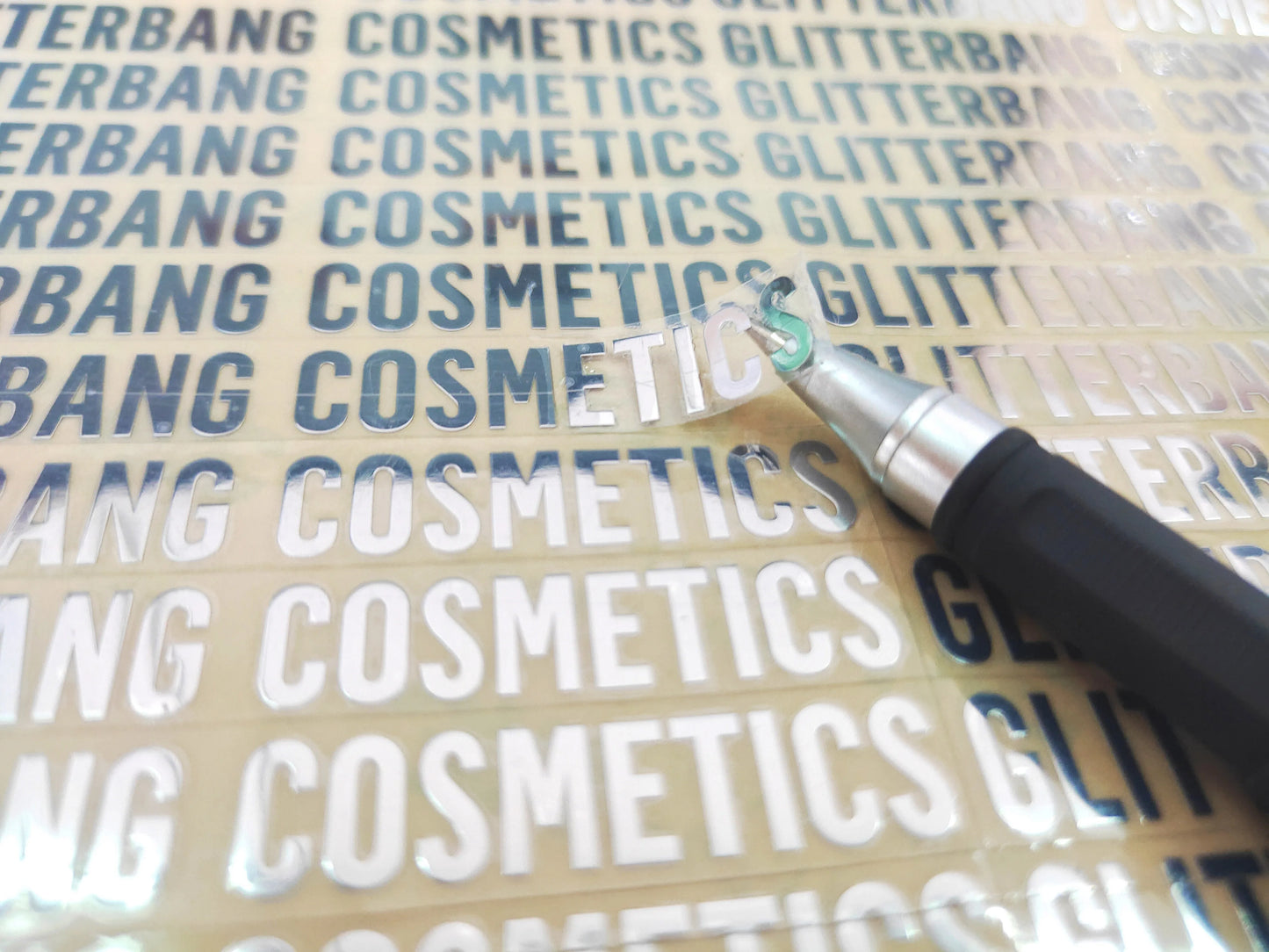 50PCS Metal transfer sticker 3D custom logo name self-adhesive with any text Gold and Silver for easy tearing