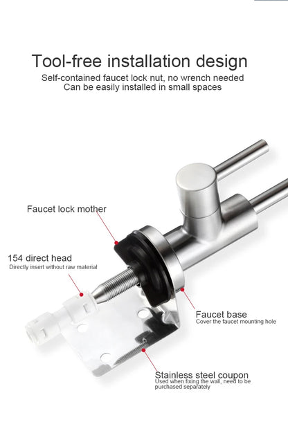 304 Stainless Steel Kitchen Water Faucet Chrome Plated 1/4 Inch Connect Reverse Osmosis Faucet For Drinking Water Purifier