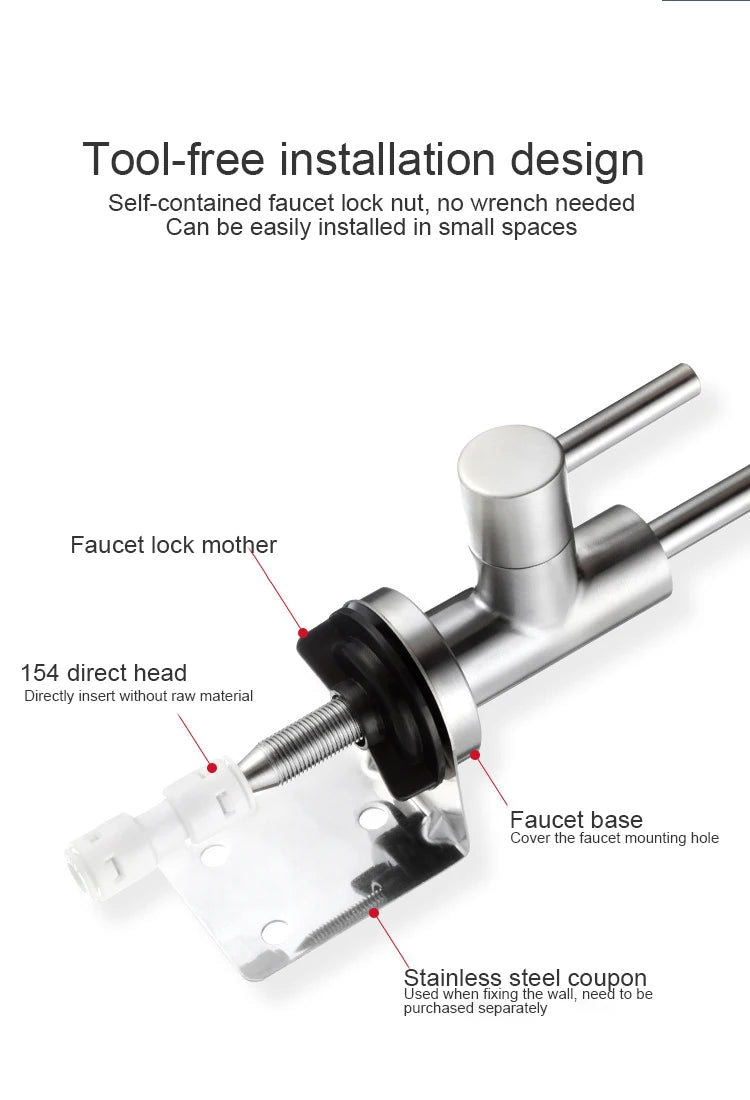 304 Stainless Steel Kitchen Water Faucet Chrome Plated 1/4 Inch Connect Reverse Osmosis Faucet For Drinking Water Purifier