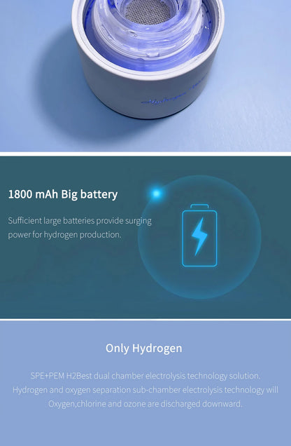 Max 3000ppb Hydrogen Rich Water Generator- 3 in 1 use(Breath with tube) DuPont SPE+PEM Dual Chamber H2 electrolysis Water Bottle