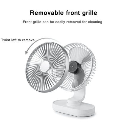 Electric USB Auto Rotation Desktop Fan 3600mAh Rechargeable Air Cooling Conditioner 4 Speed Wind Silent Portable for Home Office