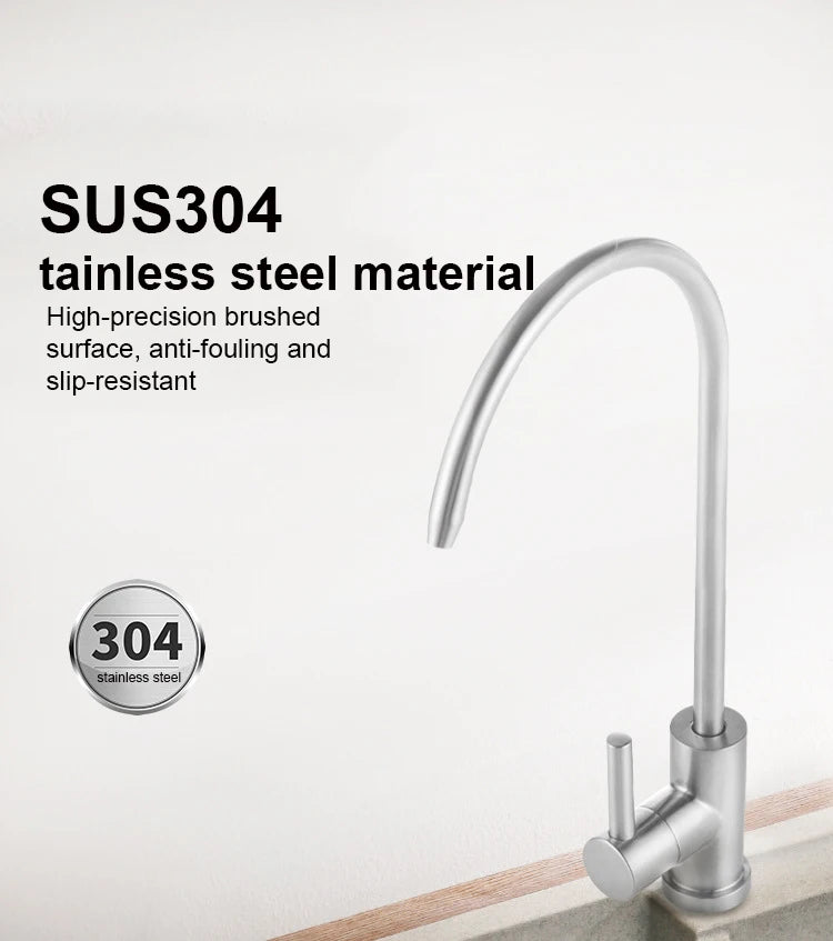 304 Stainless Steel Kitchen Water Faucet Chrome Plated 1/4 Inch Connect Reverse Osmosis Faucet For Drinking Water Purifier