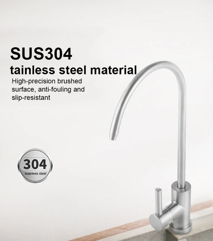 304 Stainless Steel Kitchen Water Faucet Chrome Plated 1/4 Inch Connect Reverse Osmosis Faucet For Drinking Water Purifier