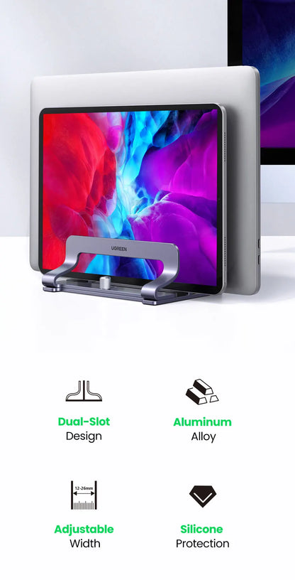 UGREEN Vertical Laptop Stand Holder For MacBook Air Pro Aluminum Foldable Notebook Stand Laptop Support MacBook Pro Tablet Stand