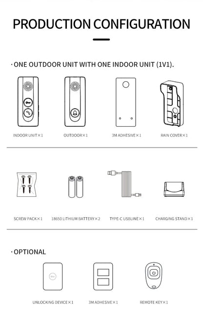 Wifi Smart Video Doorbell Smart Home Phone Security Camera With Intercom Voice Changer.
