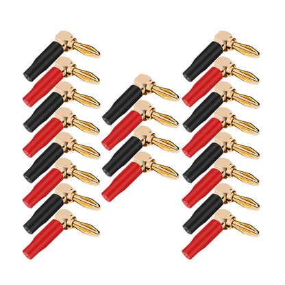 20pcs/10pairs BANANA PLUGS 24K Gold-plated 4MM Banana Connector with Screw Lock For Audio Jack Speaker Plugs Black&Red