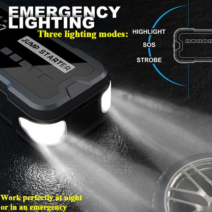 MultiFunction 4 in 1 Car Jump Starter with Air Compressor 150PSI Wireless Emergency Power Supply Battery Booster with Power Bank