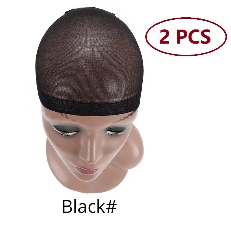 Nunify Nude Stocking Wig Cap Mesh Net Bald Cap For Install Wigs 2Pcs/Pack Free Size Strechy Stocking Cap Breathable Hairnet