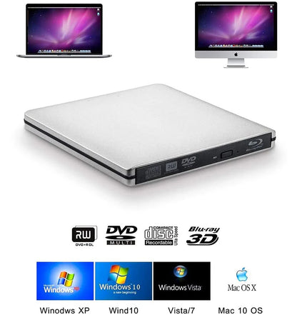 External USB3.0 Bluray Burner Writer Optical BD-RE Recorder 3D BD-ROM Blu-Ray Reader Bluray Play DVD Recorder for Laptop/Desktop