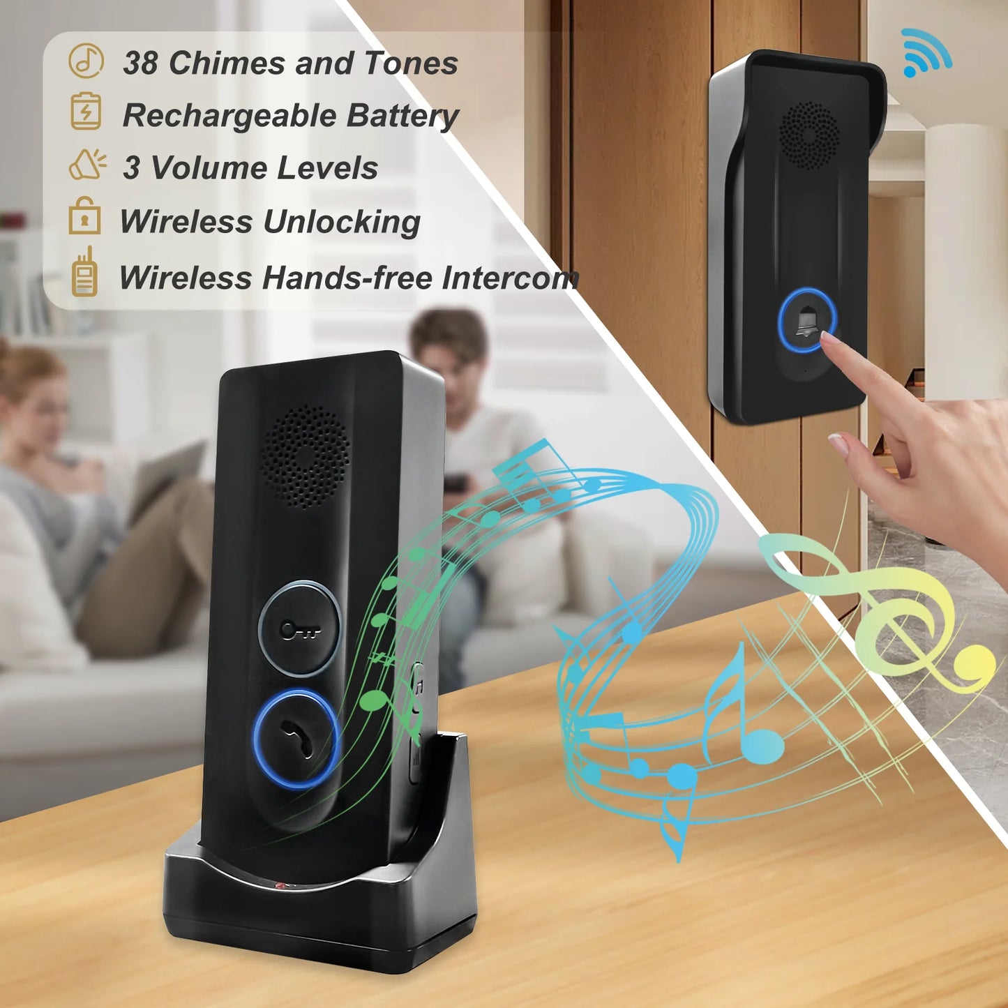 Wifi Smart Video Doorbell Smart Home Phone Security Camera With Intercom Voice Changer.