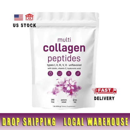 High Potency Collagen Peptides Powder Hyaluronic Acid Vitamin C Private Label Skin Hair Nail Health Boost