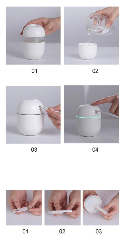 New 220ML Mini Air Humidifer Portable Ultrasonic Aroma Essential Oil Diffuser USB Mist Maker Aromatherapy Humidifiers for Home