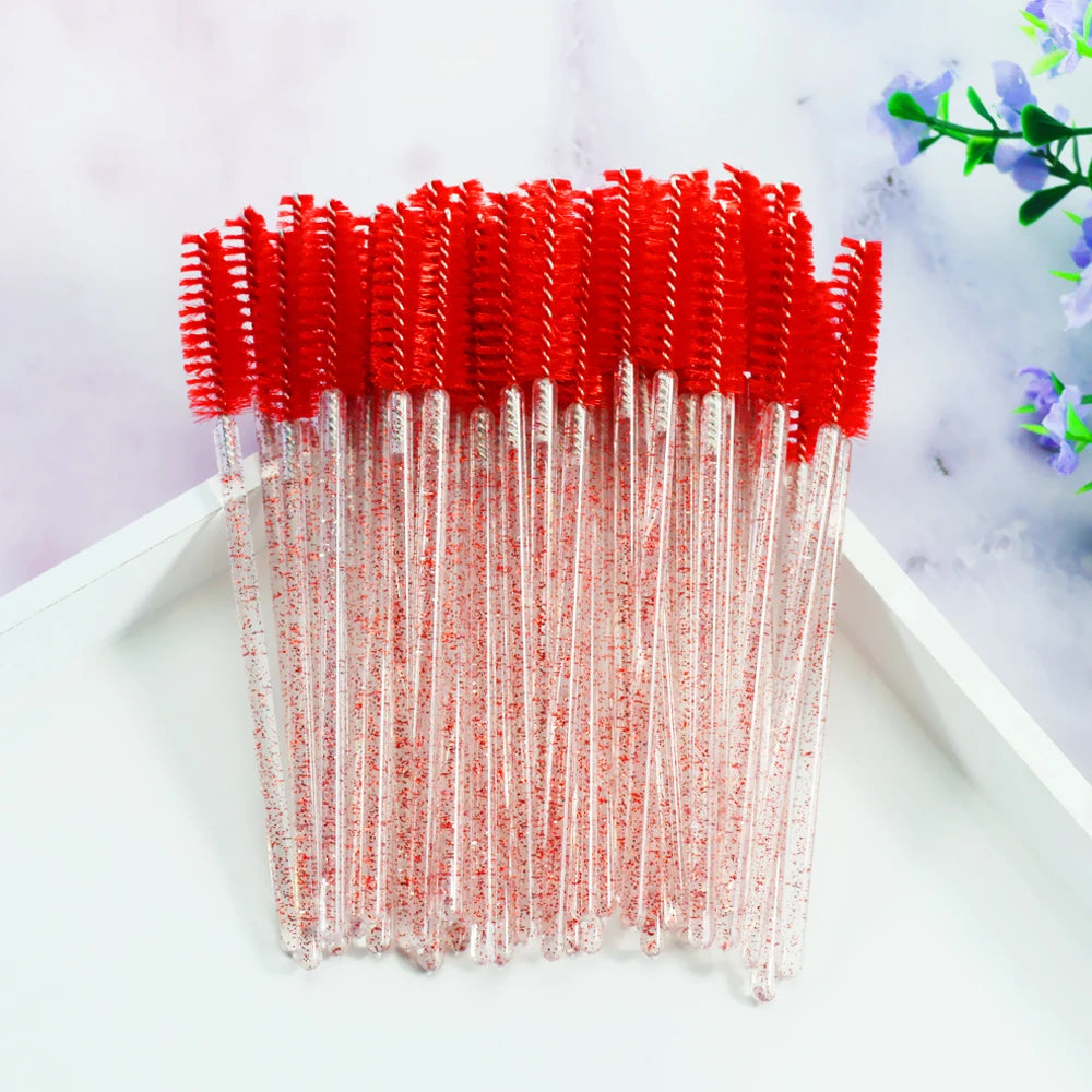QSTY Disposable Crystal Eyelash Brush Comb 50Pcs/pack Eye Lashes Extension Mascara Wands Makeup Professional Beauty Tool