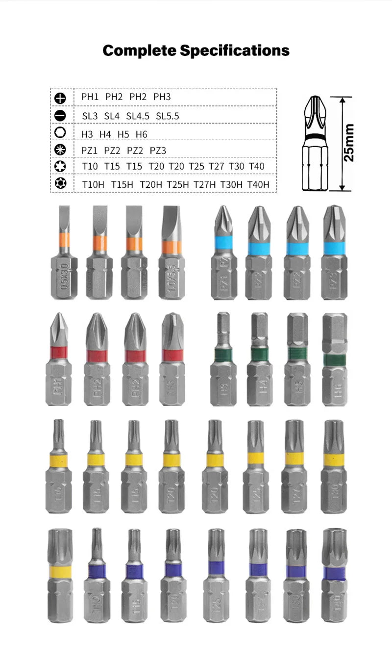 Makita B-55697 Electric Screwdriver Bits Set 43Pcs Colour Coded Cross Flower Type Hexagon Socket Bit Power Tool Attachments