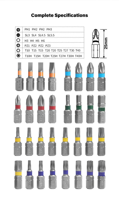 Makita B-55697 Electric Screwdriver Bits Set 43Pcs Colour Coded Cross Flower Type Hexagon Socket Bit Power Tool Attachments
