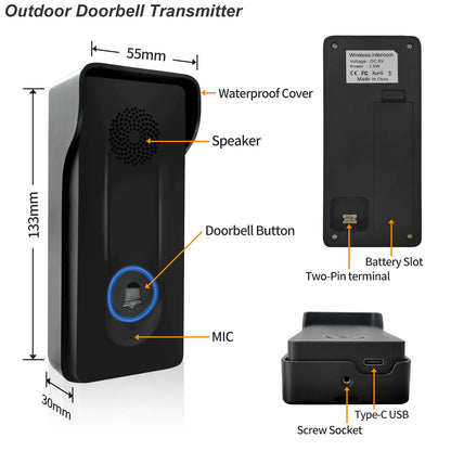Wifi Smart Video Doorbell Smart Home Phone Security Camera With Intercom Voice Changer.