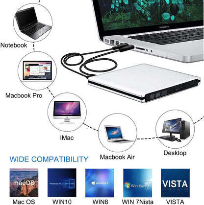External USB3.0 Bluray Burner Writer Optical BD-RE Recorder 3D BD-ROM Blu-Ray Reader Bluray Play DVD Recorder for Laptop/Desktop