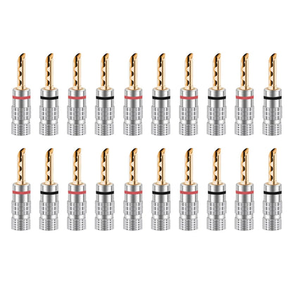 20pcs/10pairs BANANA PLUGS 24K Gold-plated 4MM Banana Connector with Screw Lock For Audio Jack Speaker Plugs Black&Red