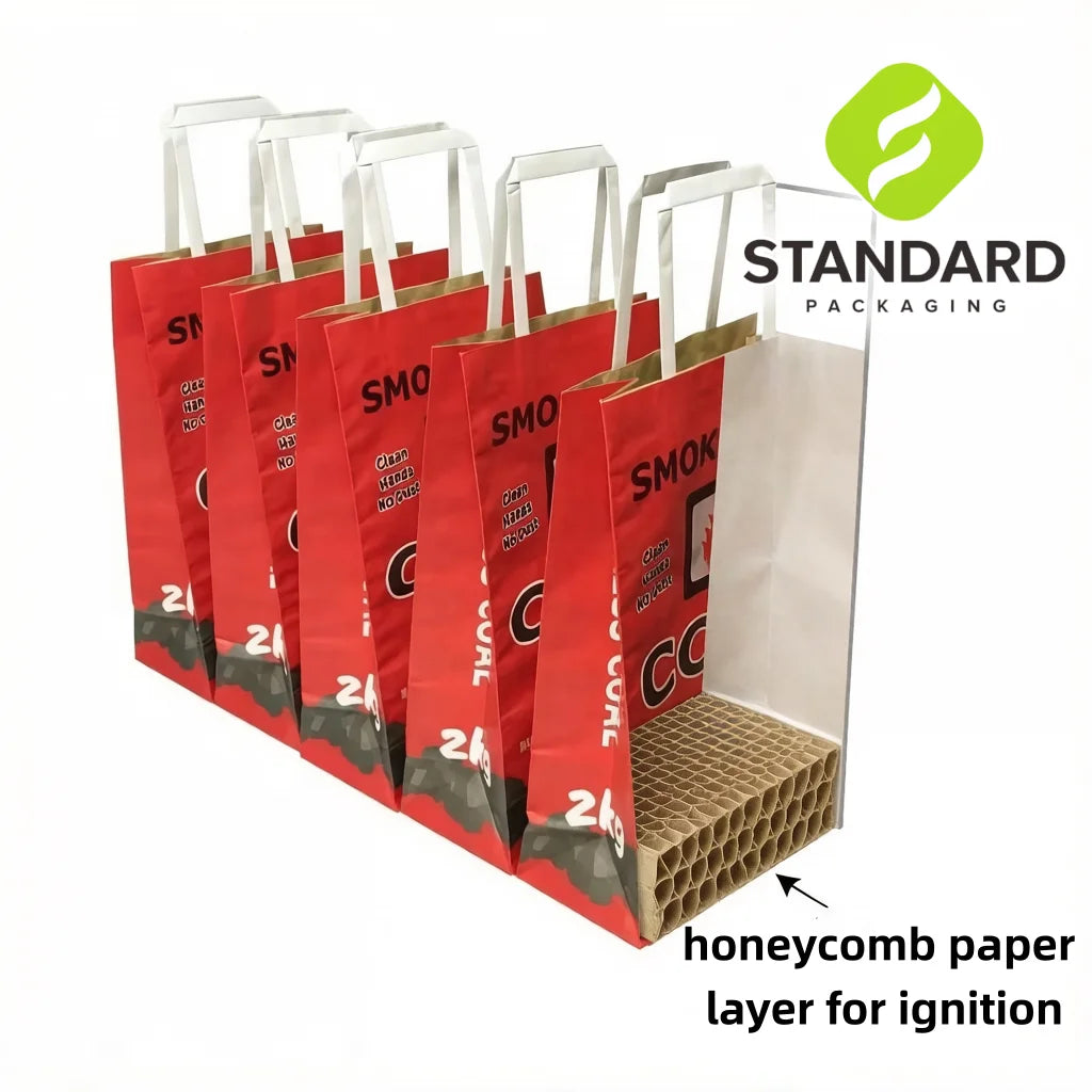 High Quality Handle Bag for 2kg Activated Charcoal Bag Bamboo Charcoal Packaging Bag with Honeycomb Paper Layer for Ignition