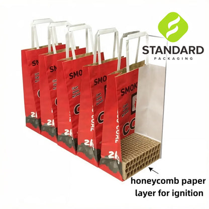 High Quality Handle Bag for 2kg Activated Charcoal Bag Bamboo Charcoal Packaging Bag with Honeycomb Paper Layer for Ignition