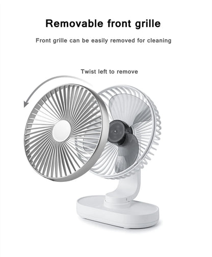 Electric USB Auto Rotation Desktop Fan 3600mAh Rechargeable Air Cooling Conditioner 4 Speed Wind Silent Portable for Home Office