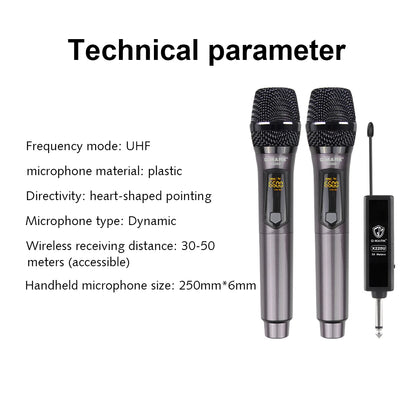 Wireless Microphone G-MARK X220U UHF Karaoke Mic With Rechargeable Lithium Battery Receiver Work 5 Hours For Speakers