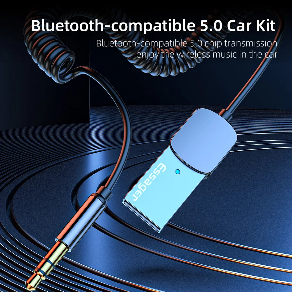 Essager Bluetooth-compatible Car Audio Cable Transmitter Wireless Receiver Car AUX 3.5mm Jack Adapter Cable Speaker Transmitter