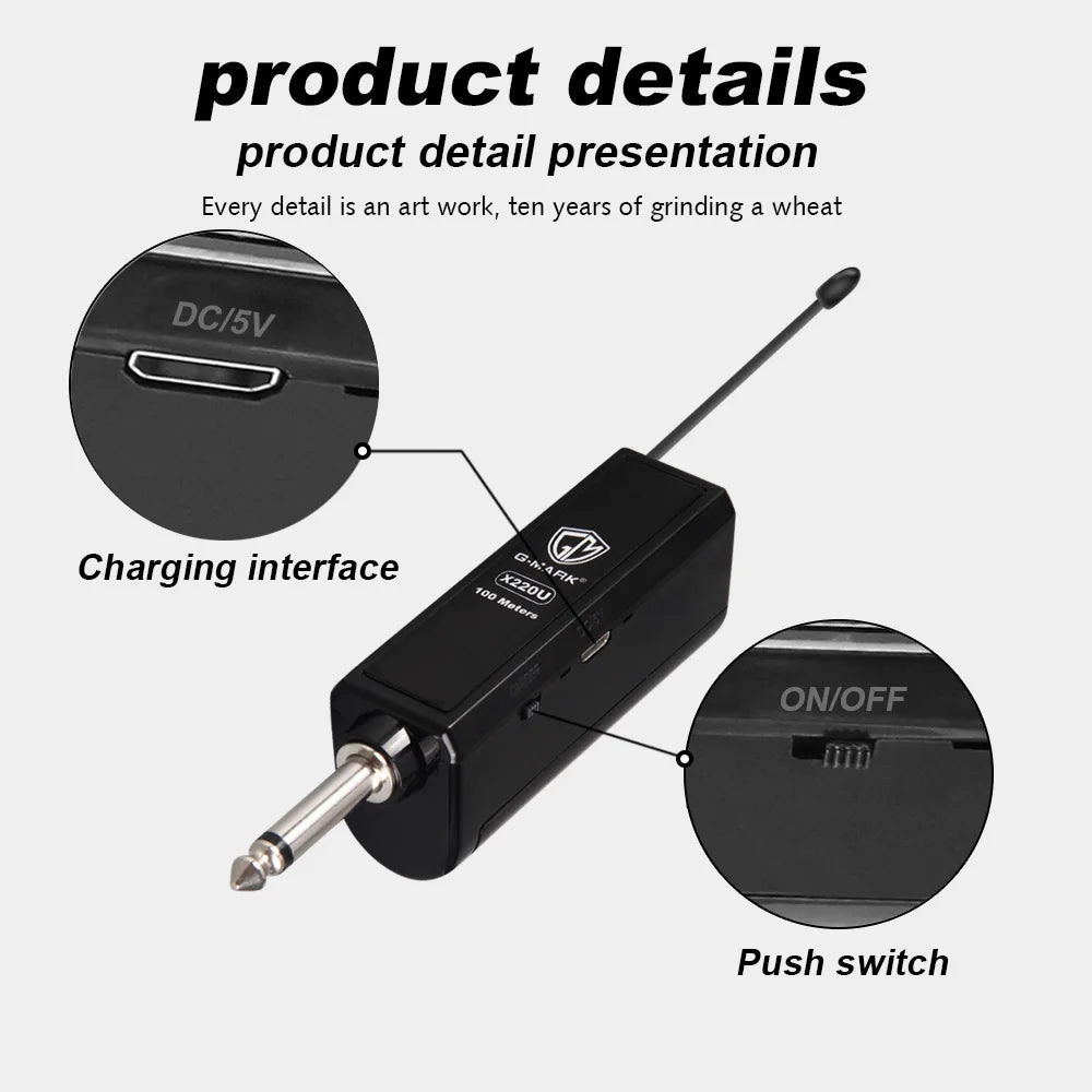 Wireless Microphone G-MARK X220U UHF Karaoke Mic With Rechargeable Lithium Battery Receiver Work 5 Hours For Speakers