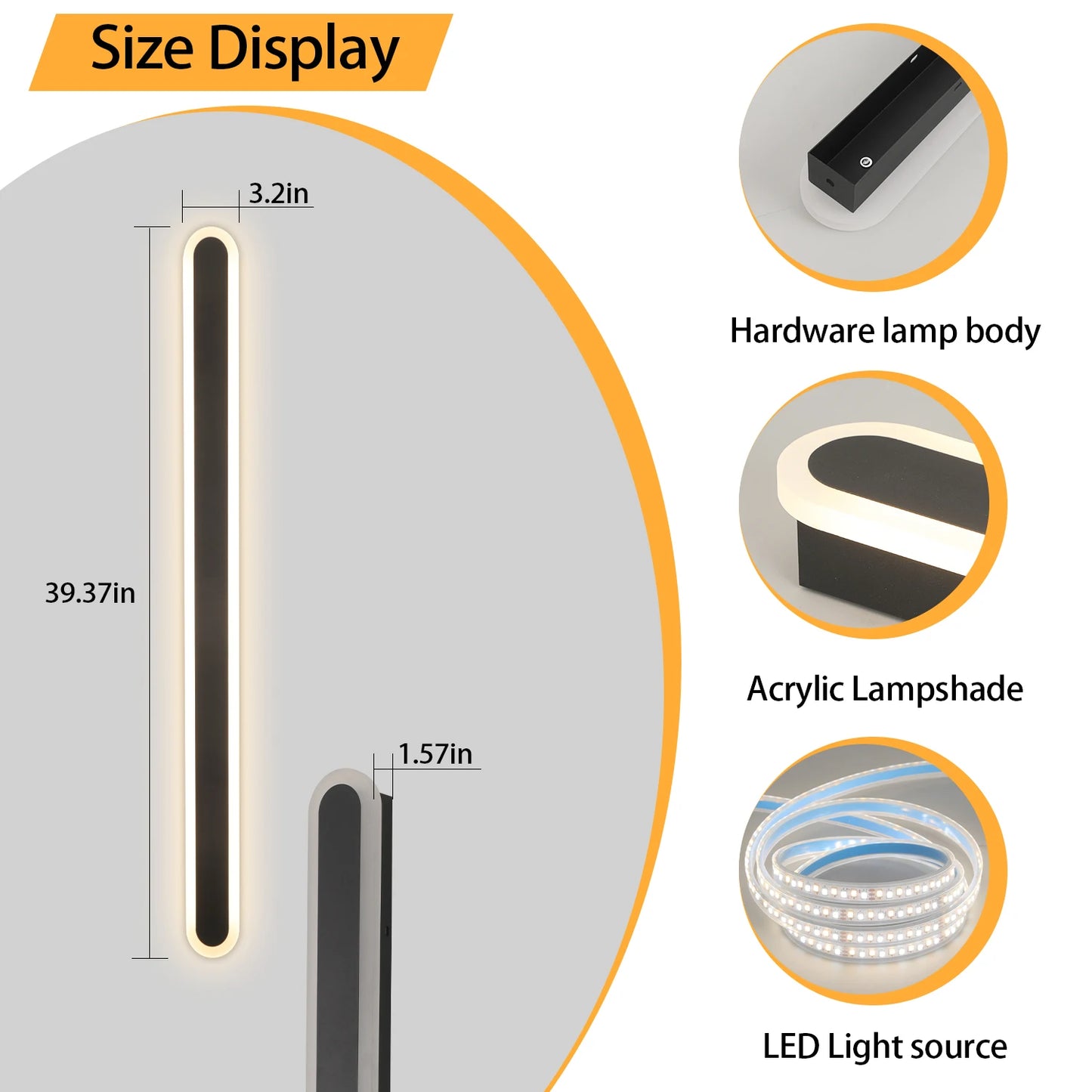 Outdoor Wall Light for House Modern Black LED  Exterior  Wall SconceWarm Light Wall Mount Lighting for Doorway Garden Garage