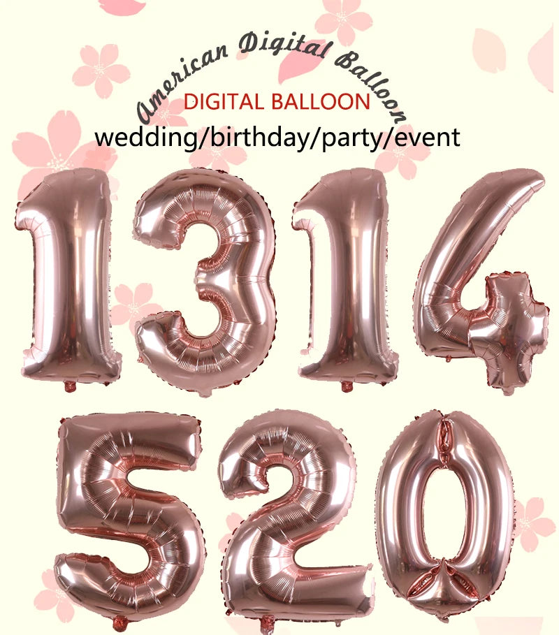 16 32 Inch Foil Birthday Balloons Number Ballon Figures Wedding Happy Birthday Party Decorations Kid Baloons Birthday