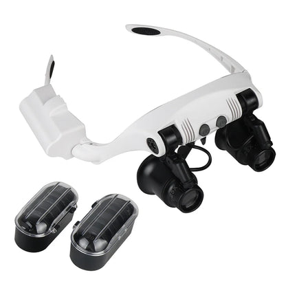 Magnifying Glasses 10X 15X 20X 25X 2LED Light Lamp Head Loupe Jeweler Headband Magnifier Eye Glasses Optical Glass Tool Repair